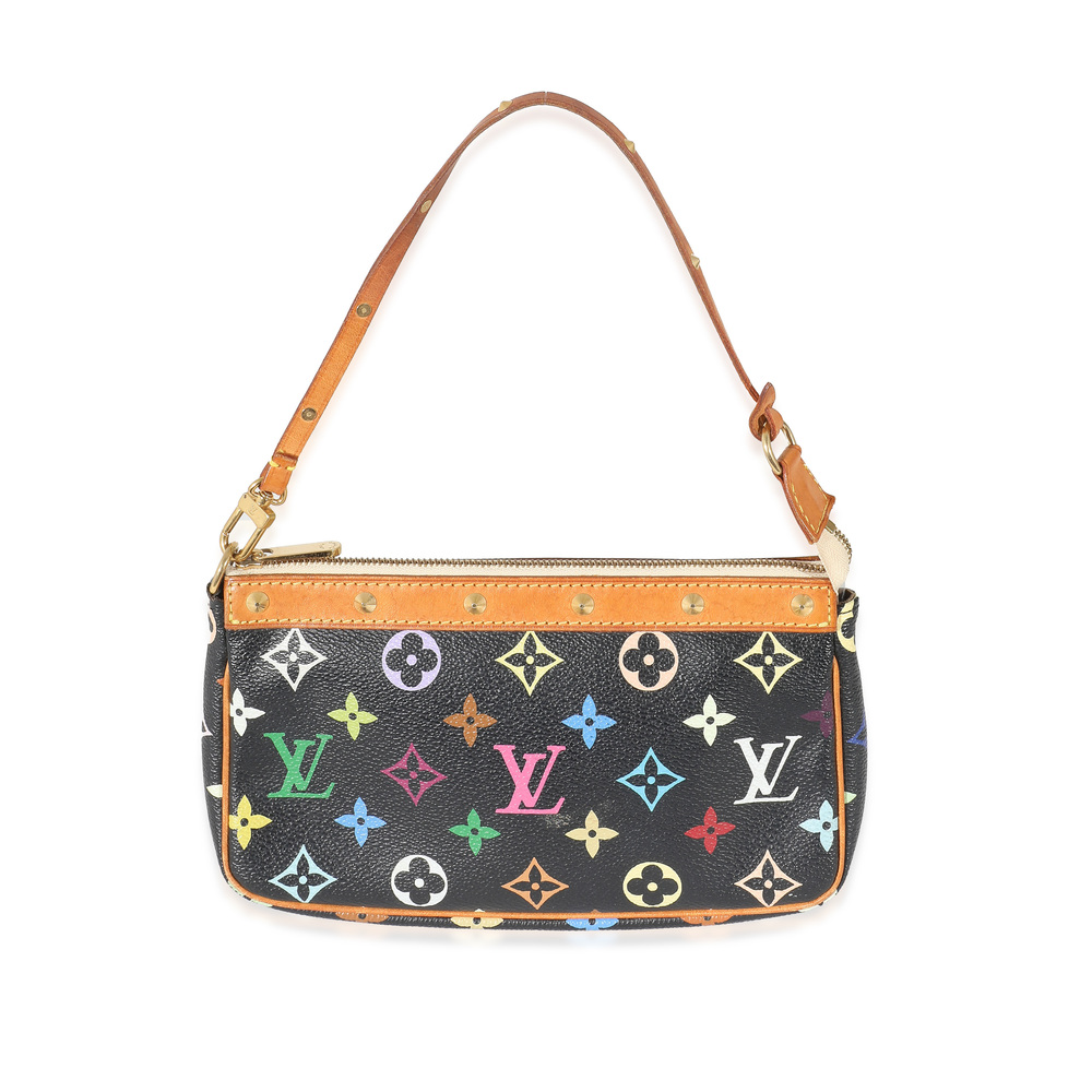 LOUIS VUITTON x Takashi Murakami Black Multicolor Canvas Pochette Accessories - Picture 1 of 7
